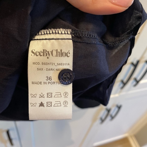 See by Chloe navy ruffle sleeve blouse - Picture 4 of 6